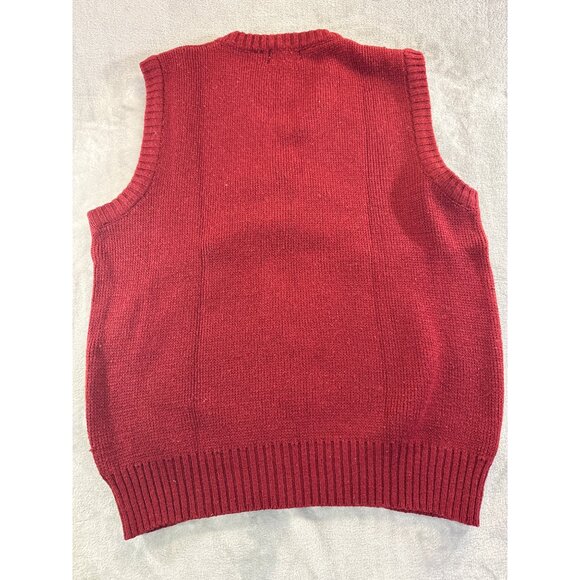 The Fox Collection Vest men's Medium Red Knit Vintage Sweater Vest - Picture 3 of 6